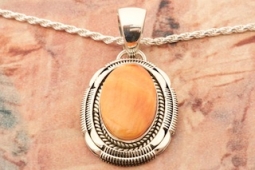 Artie Yellowhorse Genuine Spiny Oyster Shell Sterling Silver Pendant